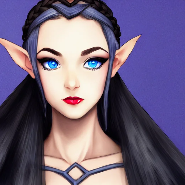 Frpgfacegen, 1girl, Solo, Pointyears, Braid, Blueeyes, Black...