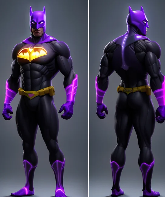 A Character Turnaround Of A Dark-skinned Man Wearing A Neon...