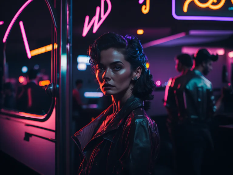 Award Winning Cinematic Photo Of Woman Standing Outside A 50...