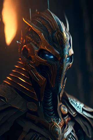The Ancient Alien Warrior, Dark Horror Futurism, Cinematic,... — Stable Diffusion AI Prompt: The ancient alien warrior, dark horror futurism, cinematic, fine details, 8k, (d...