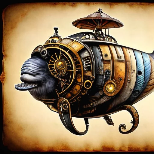 Steampunkai, Whale, From The Side, Steampunk