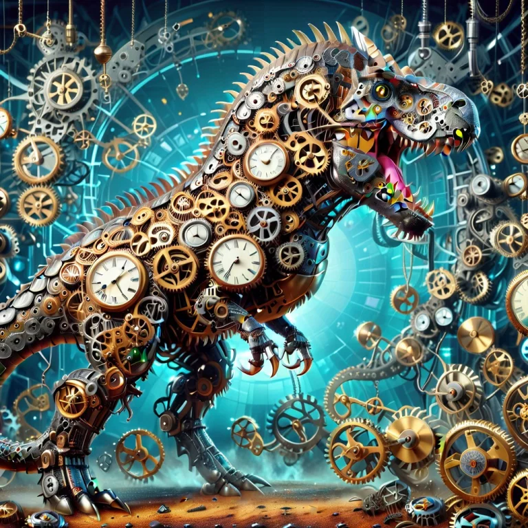 Profile, Tyrannosaurus, Clockwork, Made Of Clocks, Fine Gear...