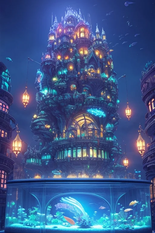 Fantasy Concept Art, A Transparent Building As A Huge Aquari...
