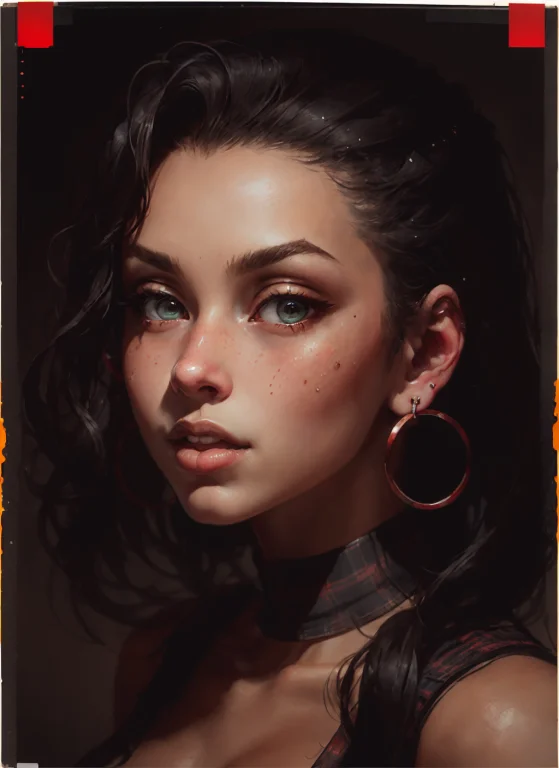Armenian, Ansark Girl , Large Hoop Earrings, Plaid, Straight...