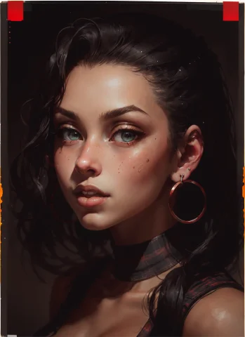 Armenian, Ansark Girl , Large Hoop Earrings, Plaid, Straight... — Stable Diffusion AI Prompt: armenian, ansark girl , large hoop earrings, plaid, (straight hair), woman, pola...