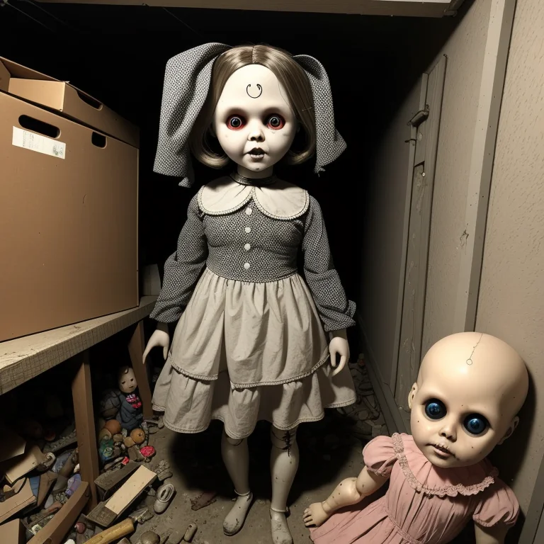 Creepy Footage, Cluttered Basement, Creepy Doll, Deformed, M...