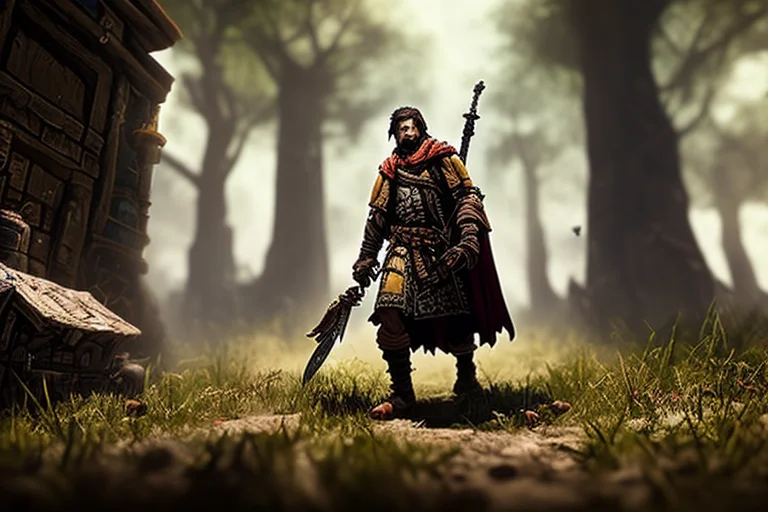 Digital Painting Of An Adventurer In A Battle, Darkestdiffus...