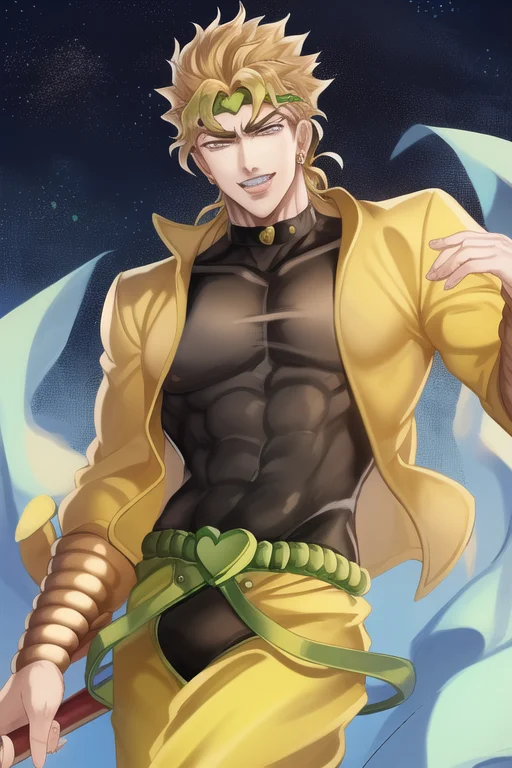Masterpiece, Best Quality, 1boy, Solo, Dio, Jacket, Yellow P...