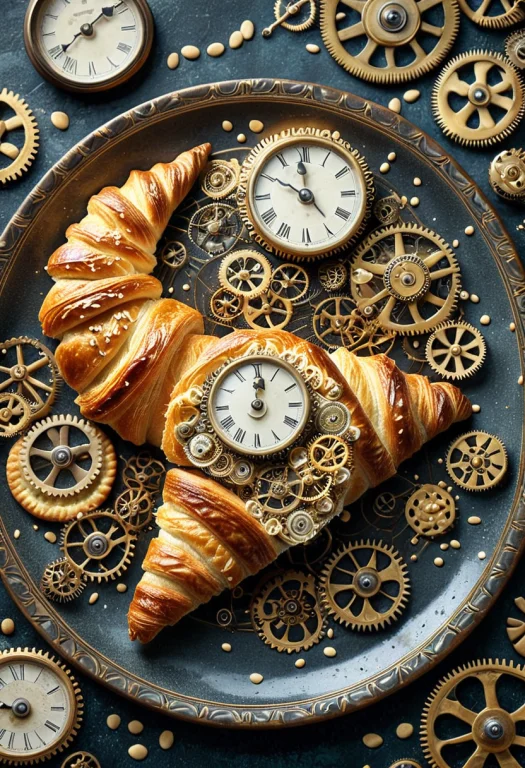 Clockstyle, Clockstyle, Photorealistic, A Flaky Croissant On...