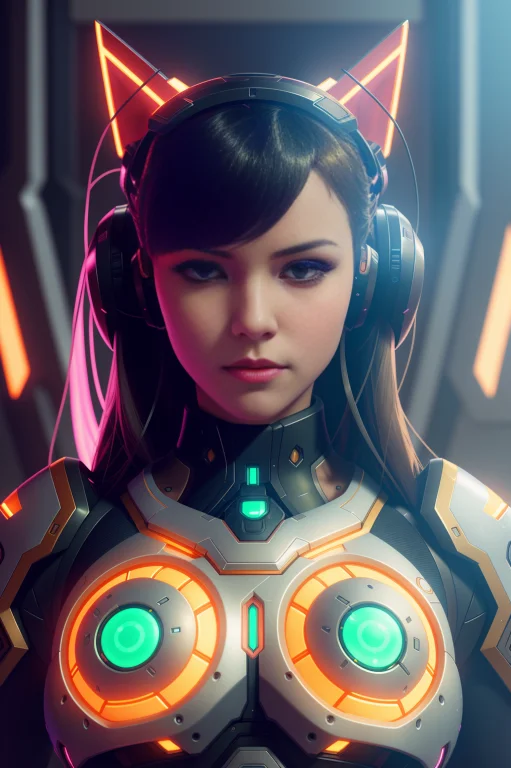 Symmetry Portrait Of Dva From Overwatch, Closeup, Sci - Fi,...