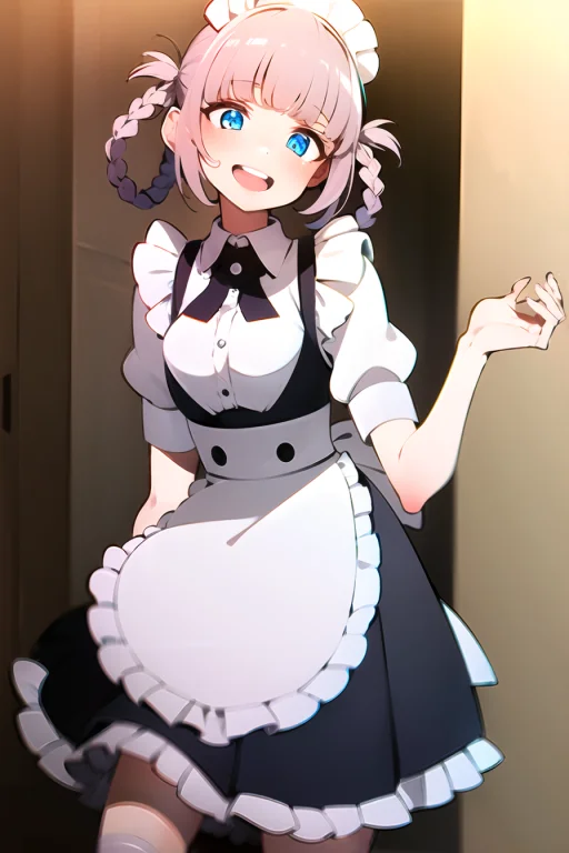 Nanakusa Nazuna, 1girl, D, Apron, Bangs, Black Skirt, Blue E...