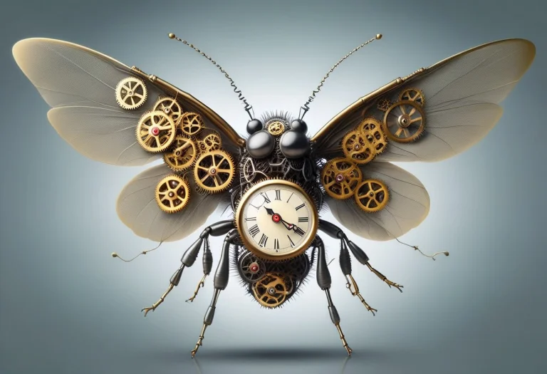 Clockwork Fly With Clock Face Wings, Brass Gears Body, Flyin...