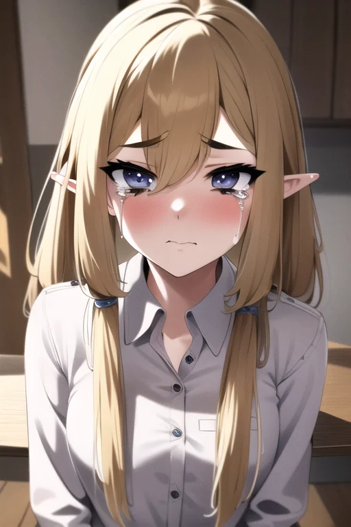 Teen Elf, Blond Long Hair, Teary,tear,sad,sorrow,crying, 8k,...