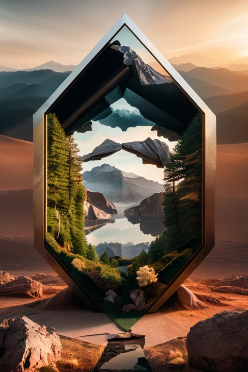 An Landscape Rzp4ss4ge Composition , Shattered , Golden Hour