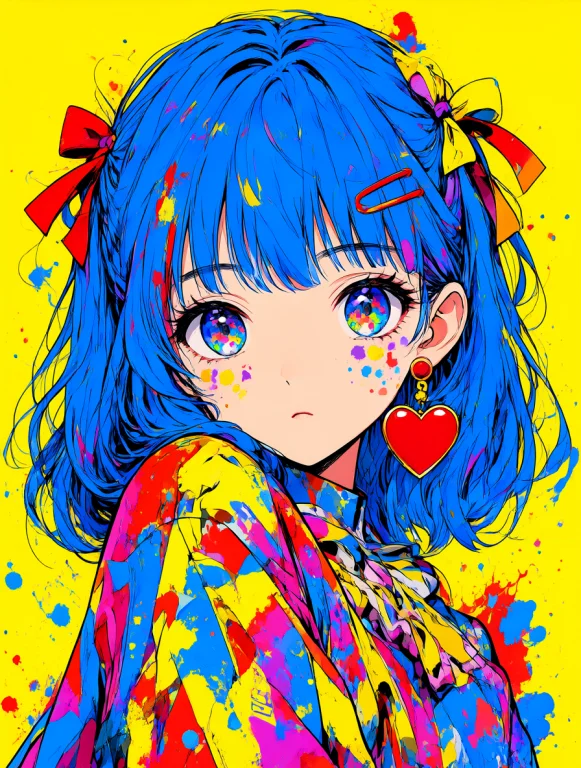 Modern Graphic Anime Illustration Of A Cute Girl With A Larg...