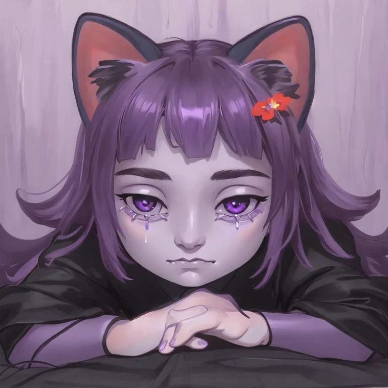 Realistic Photo Of A Masunya, Cat Ears,, Purple Skin Color1....