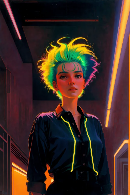 Beautiful Neon Haired Woman, Art By George Tooker And Julie...
