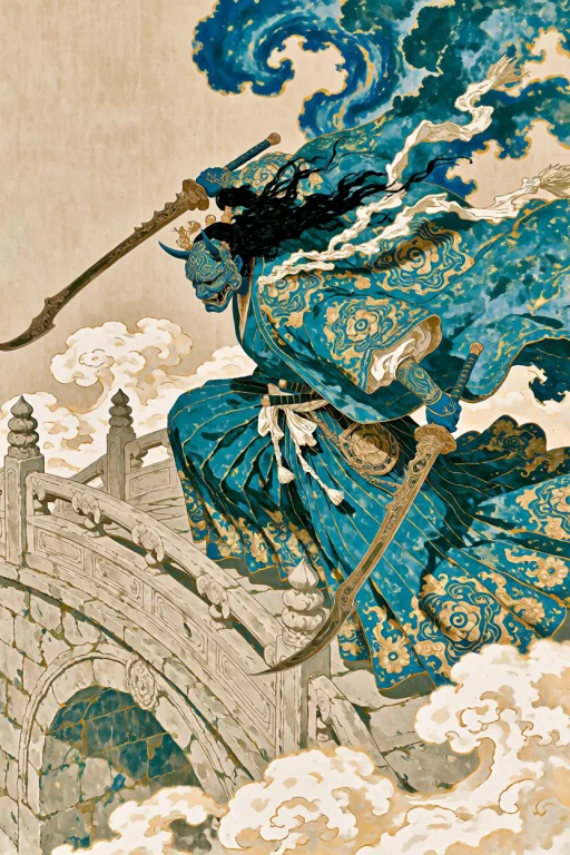 Adult Curvy Wuxia Heroine, Wearing Turquoise Silk Layered Wi...