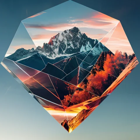 Giant Diamond Double Exposure Mountain, Surrealist Artwork,... — Stable Diffusion AI Prompt: giant diamond double exposure mountain, surrealist artwork, salvador dali,mounta...