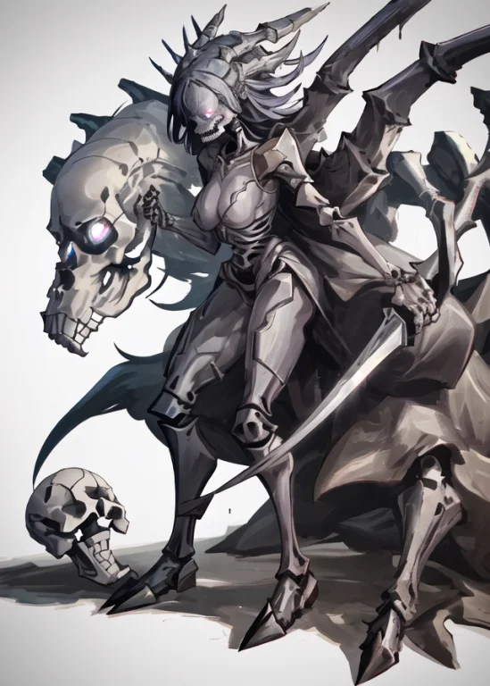 1girl,monster Girl,absurdres,solo1.8,skeletonswolf, Gradient...
