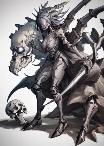 1girl,monster Girl,absurdres,solo1.8,skeletonswolf, Gradient... — Stable Diffusion AI Prompt: 1girl,monster girl,absurdres,(solo:1.8),((skeletons+wolf)), gradient background,...