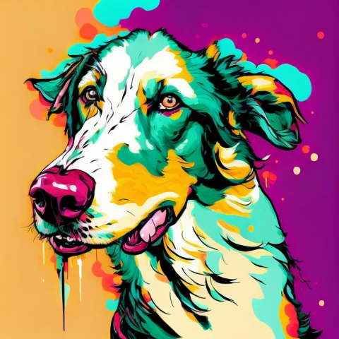 A Digital Illustration Of A Funny Borzoi Dog With Long Nose,... — Stable Diffusion AI Prompt: A digital illustration of a funny borzoi dog with long nose, art by [rzpopartify...