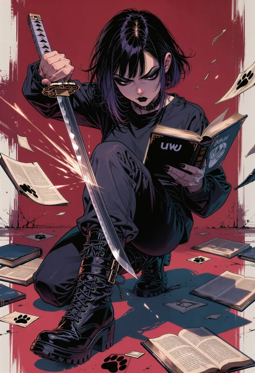 Masterpiece, A Single Punk-goth Girl Caught Mid-motion In A...