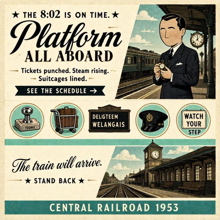 A Retro 1950s Mid-century Railroad Timetable Homepage Hero...