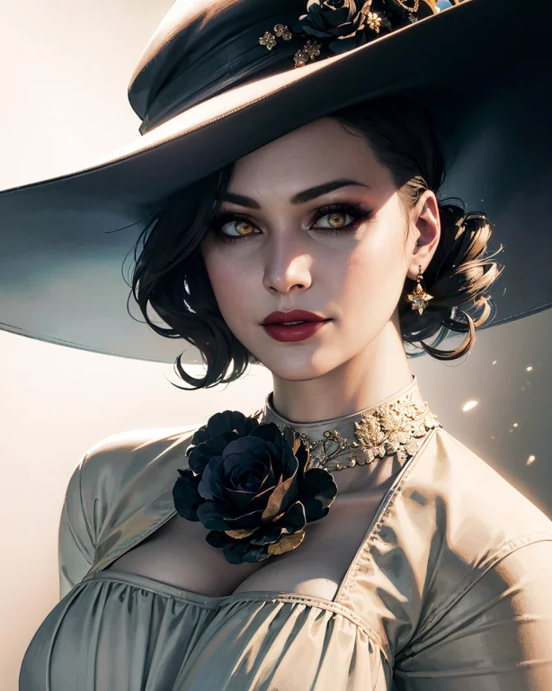 1girl, Portrait Of Of Beautiful Re8dmtrsc, Yellow Eyes, Tall...