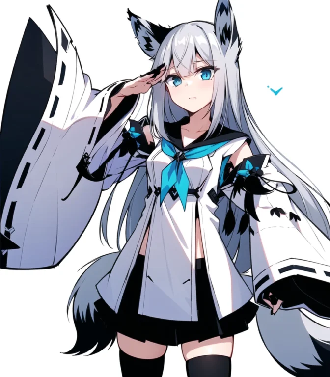 1girl ,animalears, Foxears, Thighhighs, Tail, Longhair, Foxt...