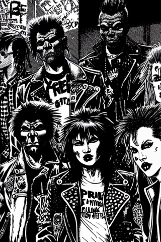 Theoldshadowrunstyles1.0 A Punk Gang — Stable Diffusion AI Prompt: (TheOldShadowrunStyles:1.0) a punk gang