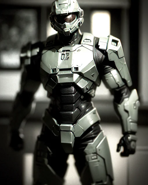Best Quality, 1girl, Cowboy Shot Of Muscular Master Chief Wa...