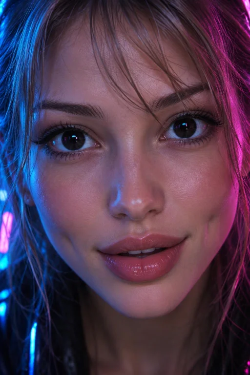 Close Up Of A Young Cute Russian Woman. Dilated Pupils, Larg...