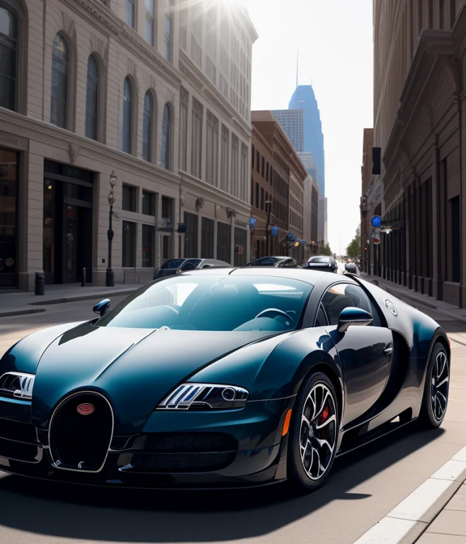 Photograph Of A Bugatti Veyron On The Streets Of Downtown Ka...