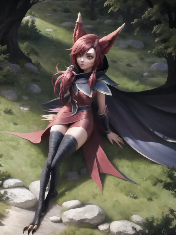 Grass, Sky, Field, Xayah, League Of Legends, 1girl, Animal E...