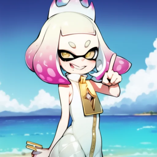 Splatoon, Pearl, Inkling, Cute, Sfw, Peace Hand Signs, Beach...