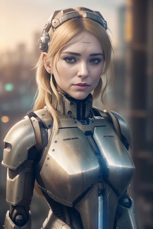 Realistic Photo Of Woman In A Hulking Hydraulic Biomechanica...