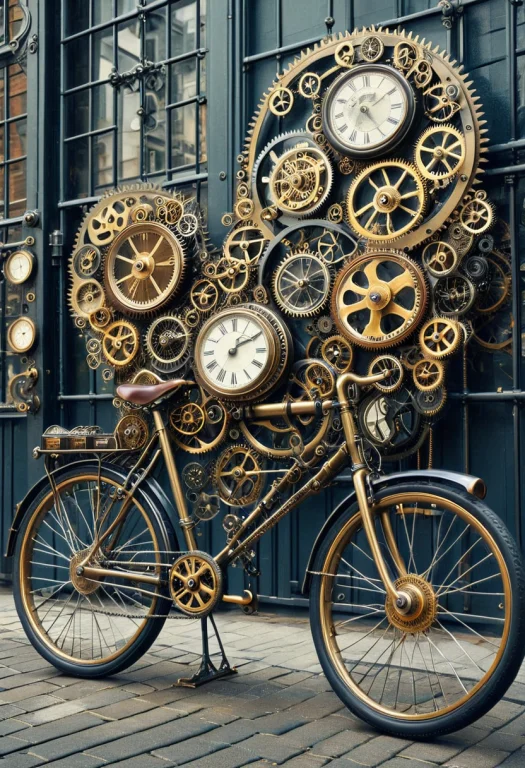 Clockstyle, Style, Photorealistic, A City Bicycle Parked At...