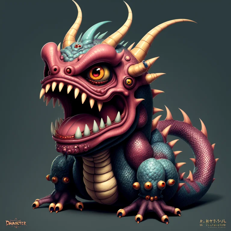 A Fantz Monster Design, Funny, Ultra Detailed, Eastern Drago...