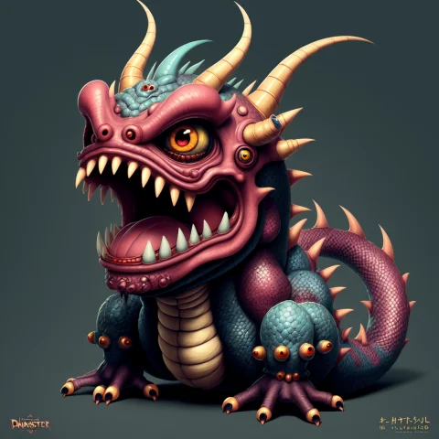 A Fantz Monster Design, Funny, Ultra Detailed, Eastern Drago... — Stable Diffusion AI Prompt: A fantz monster design, funny, ultra detailed, eastern dragon, drooling, 