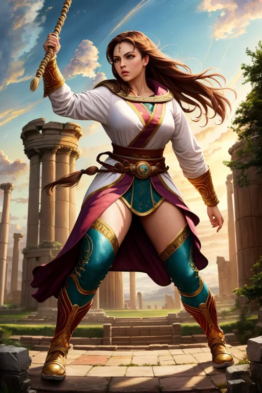 Warrior Woman Thin Athletic Robes Pants Boots1.1 Fighting1.1...
