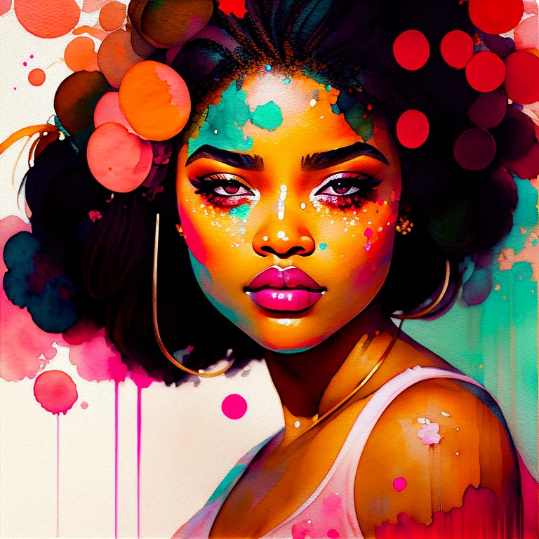 Wtrcolor Style, Beautiful Girl Portrait, Watercolor, Face Pa...