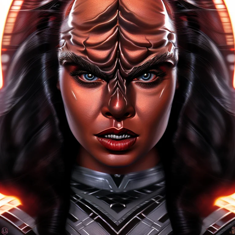 Klingon Woman, In Action, Photorealistic Digital Painting, S...