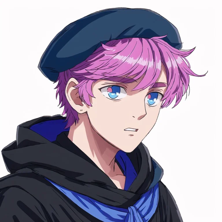 Loraavasretro06-041, 1boy, Beret, Black Shirt, Blue Cloak, B...