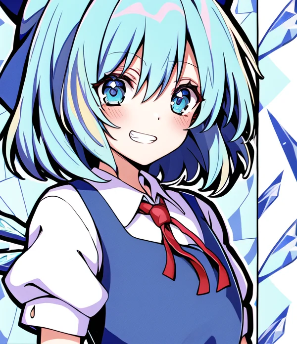Cirno, Upper Body, Grin0.9, Water, Best Lighting1.1, Cg, Wal...