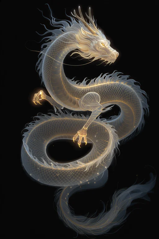 , A Finished Painted Illustration Of An Adult Eastern Dragon...