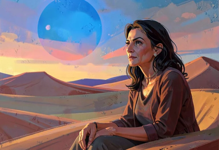 Draw A Mature Woman With Dark Hair And Dark Eyes, Sitting In...