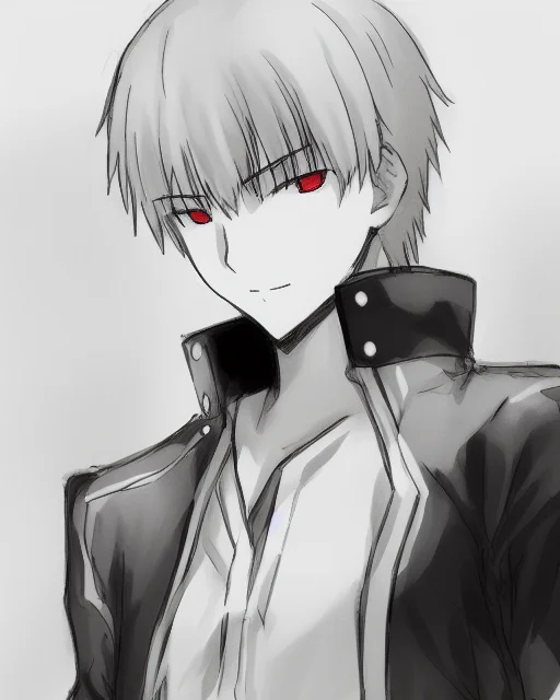 Black And White Pencil Sketch Gilgamesh 1boy
