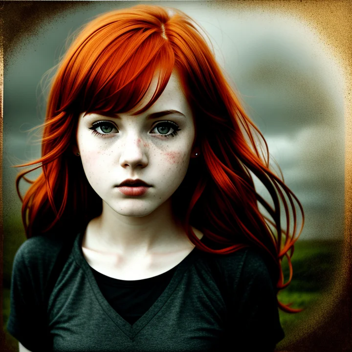 Redhead Girl,, Complex Background, Stuff In The Background,...