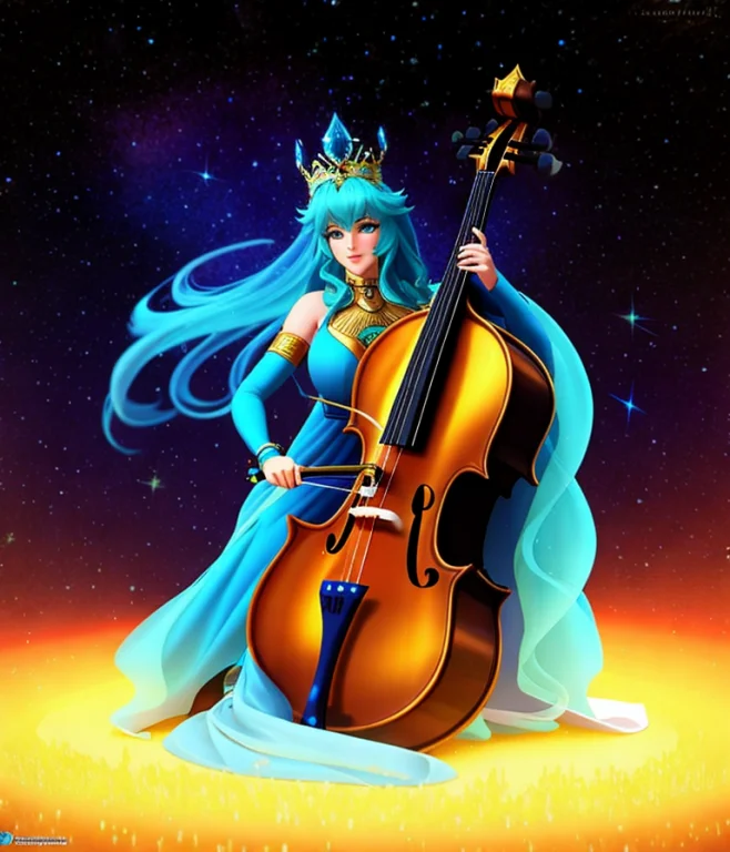 Blissful, Genie Playing A Cello. Arabian Night. Absinthe. Rh...
